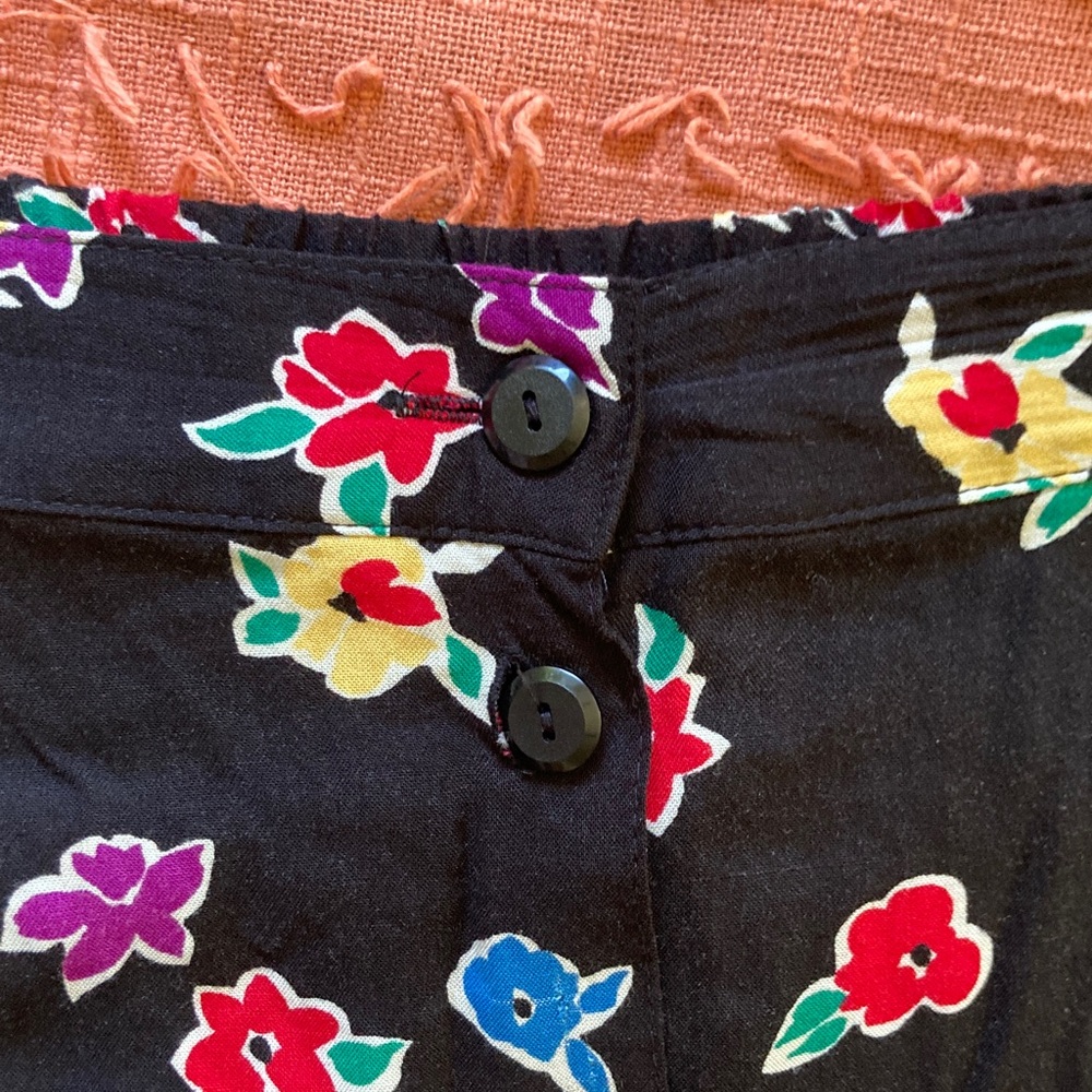 Vintage Cottage Tomato Girl Floral A-Line Button Down Midi Skirt